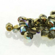 True2™ Czech Fire polished faceted glass beads 2mm - Crystal gold rainbow